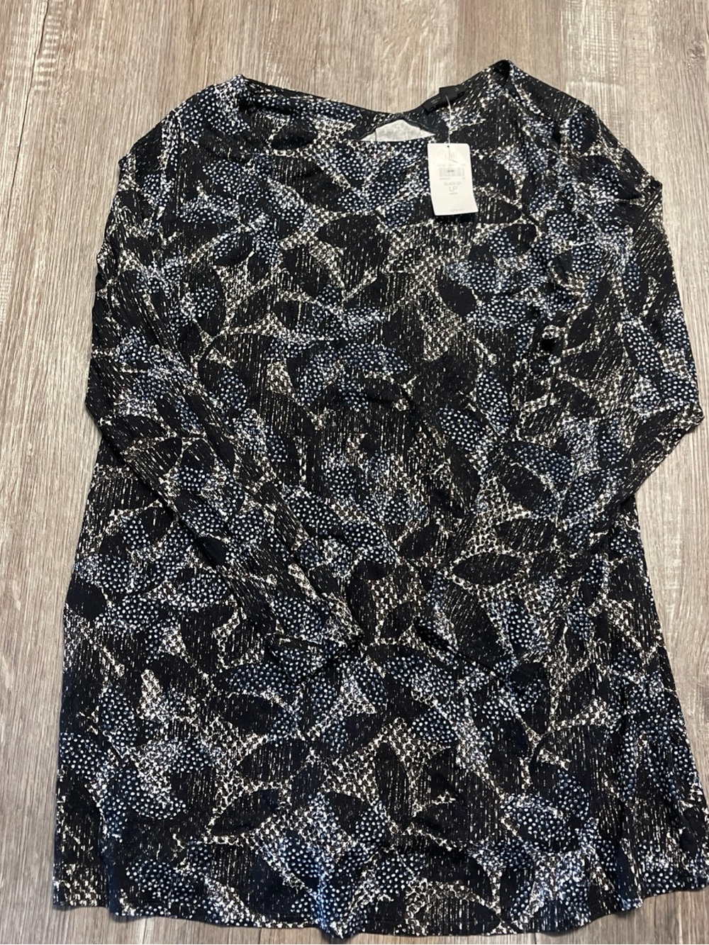 J Jill Wearever Collection Black Multicolor Stretch Top Size Large Petite